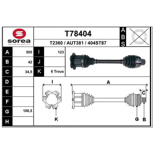 Hnací hriadeľ EAI T78404