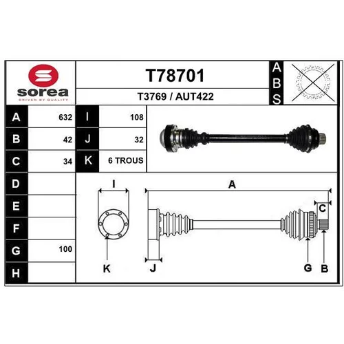 Hnací hriadeľ EAI T78701