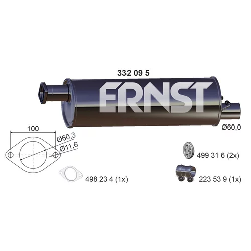 Stredný tlmič výfuku ERNST 332095