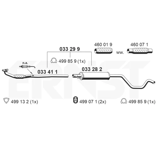 Stredný tlmič výfuku ERNST 033299