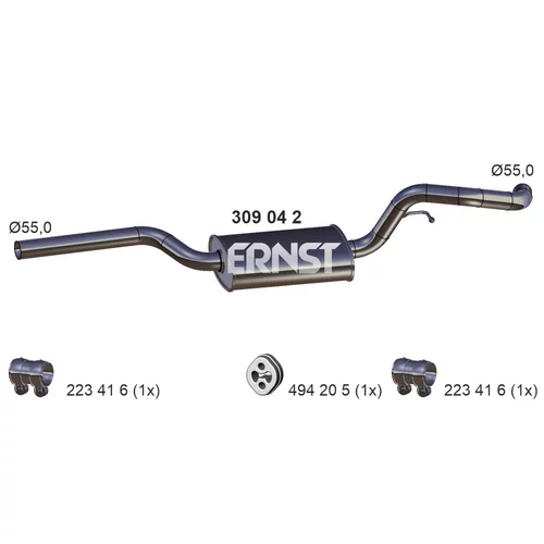 Stredný tlmič výfuku ERNST 309042