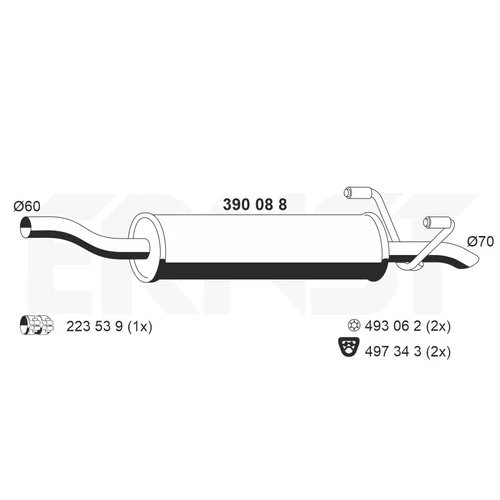 Stredný tlmič výfuku ERNST 390088