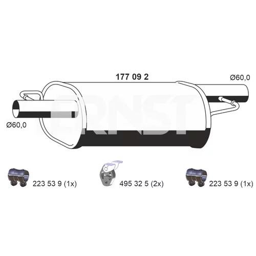 Stredný tlmič výfuku ERNST 177092
