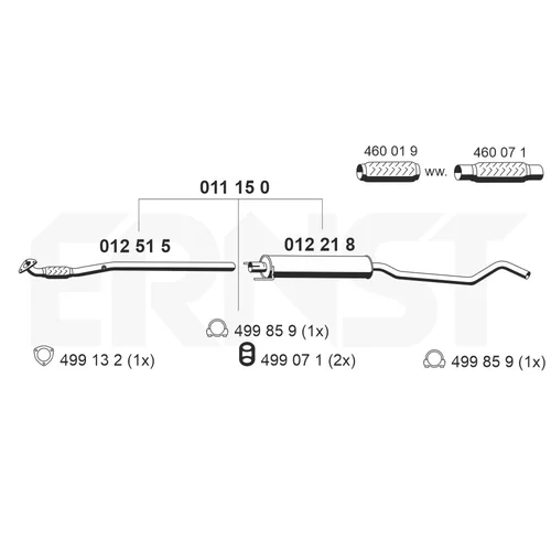 Stredný tlmič výfuku ERNST 011150