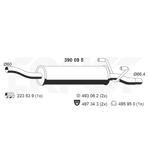 Stredný tlmič výfuku ERNST 390095