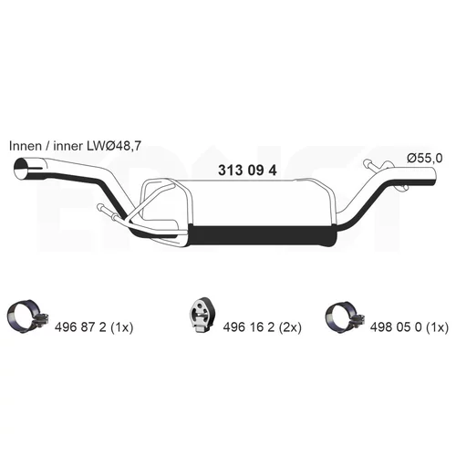 Stredný tlmič výfuku ERNST 313094