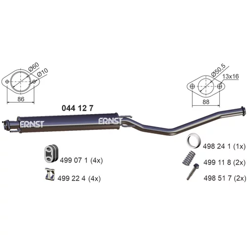 Stredný tlmič výfuku ERNST 044127