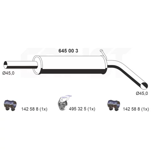 Stredný tlmič výfuku ERNST 645003