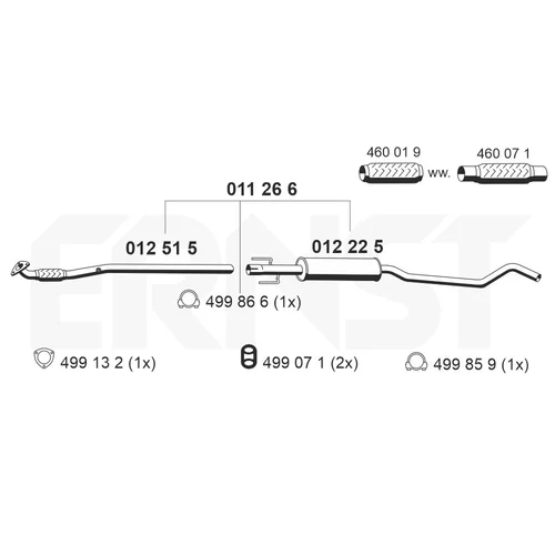 Stredný tlmič výfuku ERNST 011266
