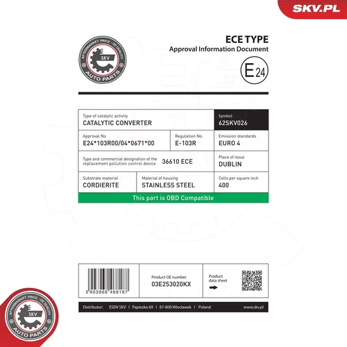 Katalyzátor ESEN SKV 62SKV026 - obr. 5