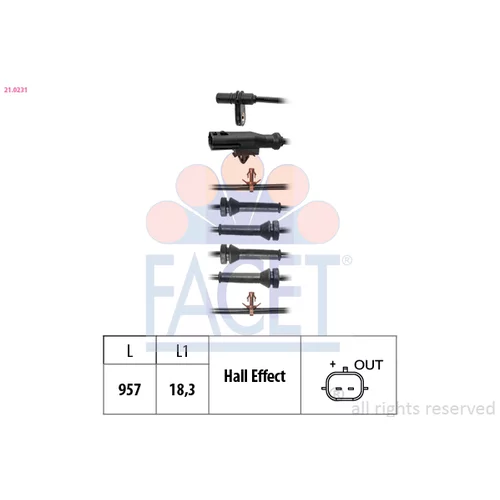 Snímač počtu otáčok kolesa FACET 21.0231