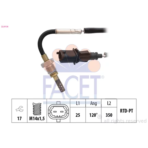 Snímač teploty výfukových plynov FACET 22.0136