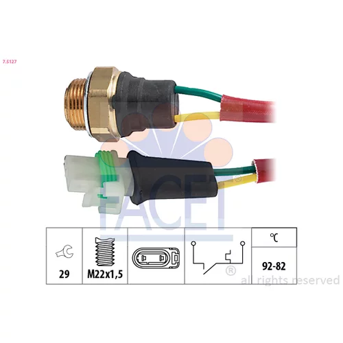 Teplotný spínač ventilátora chladenia FACET 7.5127