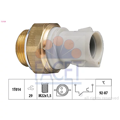 Teplotný spínač ventilátora chladenia FACET 7.5129