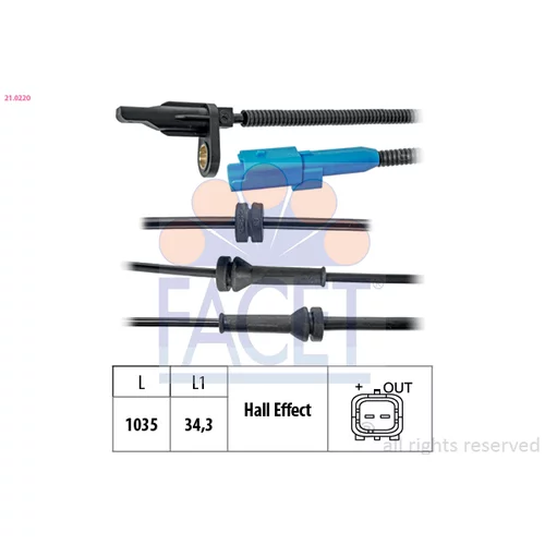 Snímač počtu otáčok kolesa FACET 21.0220