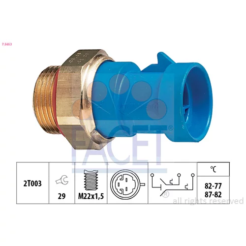 Teplotný spínač ventilátora chladenia FACET 7.5653