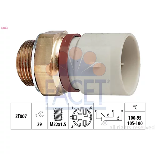 Teplotný spínač ventilátora chladenia FACET 7.5674