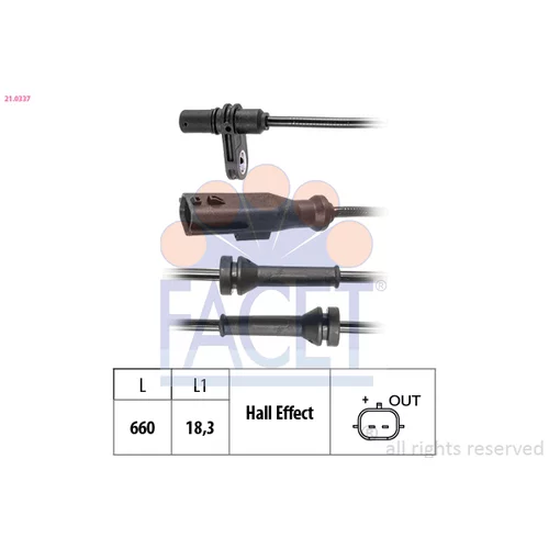 Snímač počtu otáčok kolesa FACET 21.0337