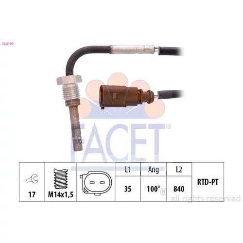 Snímač teploty výfukových plynov FACET 22.0193