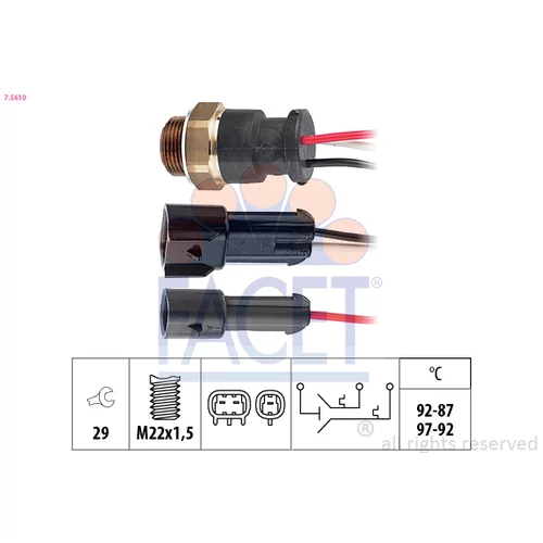 Teplotný spínač ventilátora chladenia FACET 7.5610