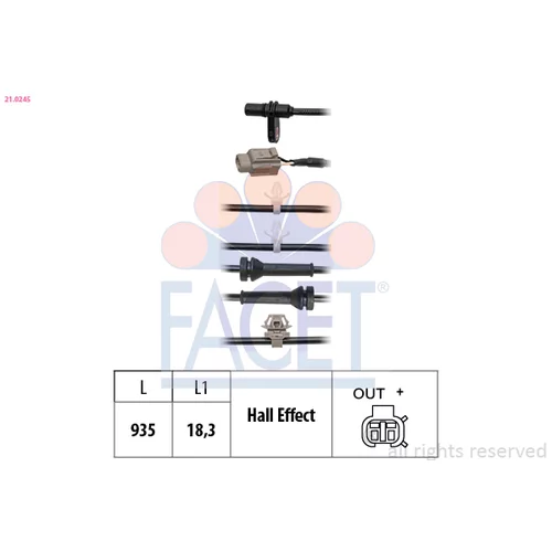 Snímač počtu otáčok kolesa FACET 21.0245