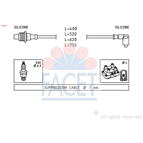 Sada zapaľovacích káblov FACET 4.8674