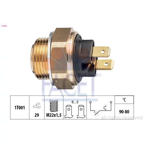 Teplotný spínač ventilátora chladenia FACET 7.5002