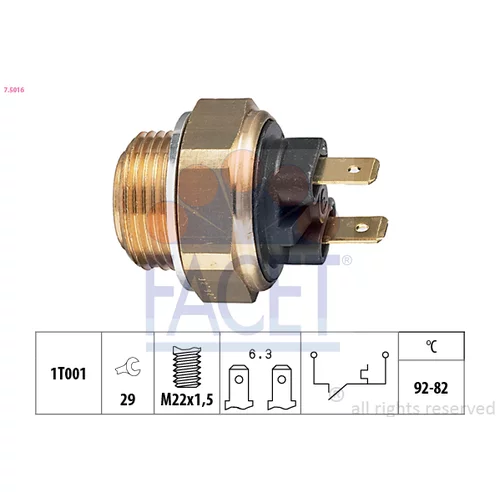 Teplotný spínač ventilátora chladenia FACET 7.5016