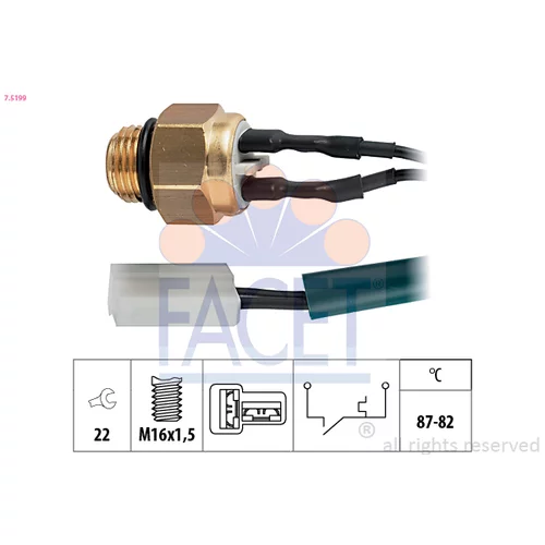 Teplotný spínač ventilátora chladenia FACET 7.5199