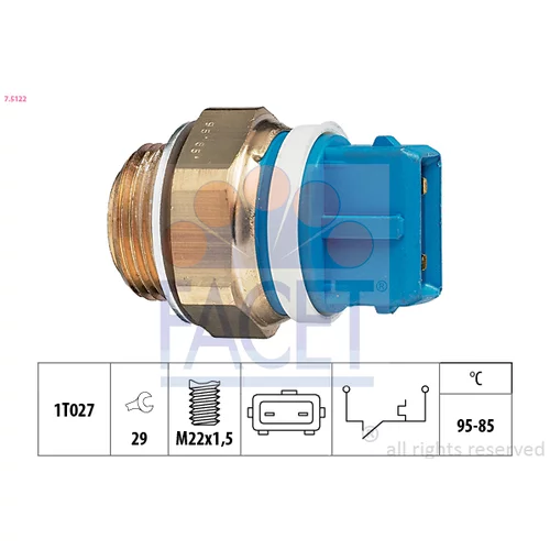 Teplotný spínač ventilátora chladenia FACET 7.5122