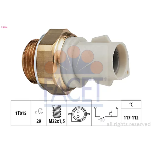 Teplotný spínač ventilátora chladenia FACET 7.5166