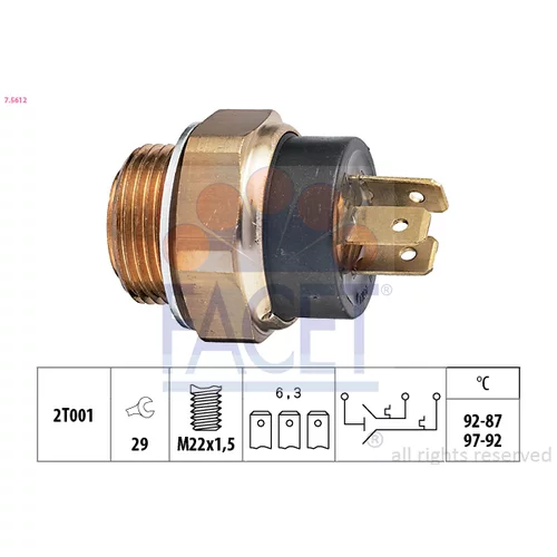 Teplotný spínač ventilátora chladenia FACET 7.5612