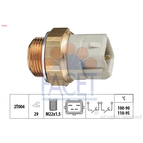 Teplotný spínač ventilátora chladenia FACET 7.5624