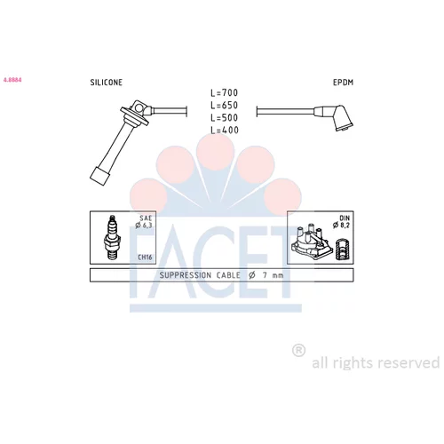 Sada zapaľovacích káblov FACET 4.8884