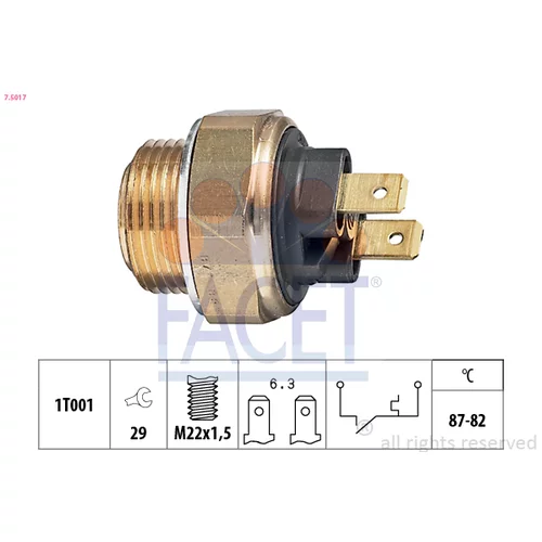 Teplotný spínač ventilátora chladenia 7.5017 /FACET/