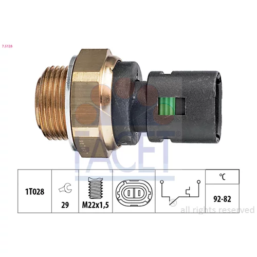 Teplotný spínač ventilátora chladenia FACET 7.5128