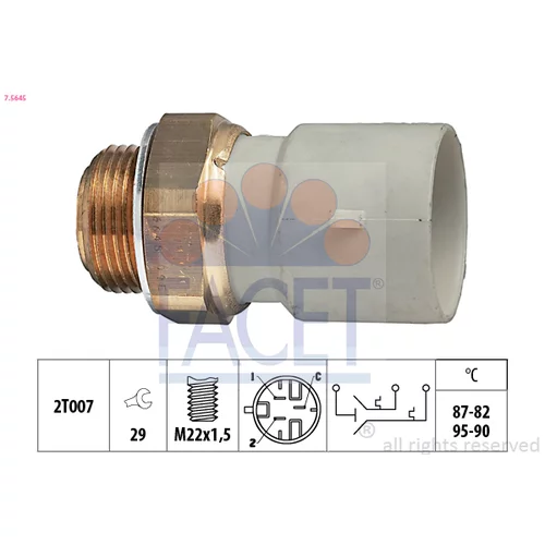 Teplotný spínač ventilátora chladenia FACET 7.5645