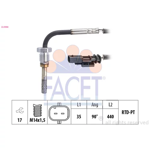Snímač teploty výfukových plynov FACET 22.0088
