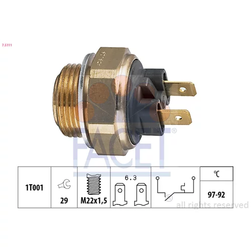 Teplotný spínač ventilátora chladenia FACET 7.5111