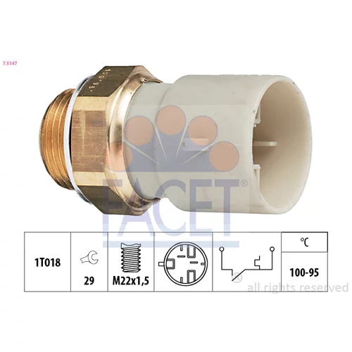 Teplotný spínač ventilátora chladenia FACET 7.5147