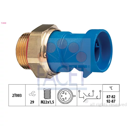 Teplotný spínač ventilátora chladenia FACET 7.5642