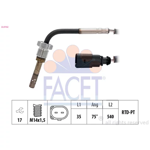Snímač teploty výfukových plynov FACET 22.0162