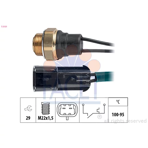 Teplotný spínač ventilátora chladenia FACET 7.5131