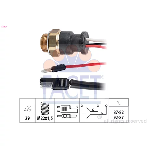 Teplotný spínač ventilátora chladenia FACET 7.5601