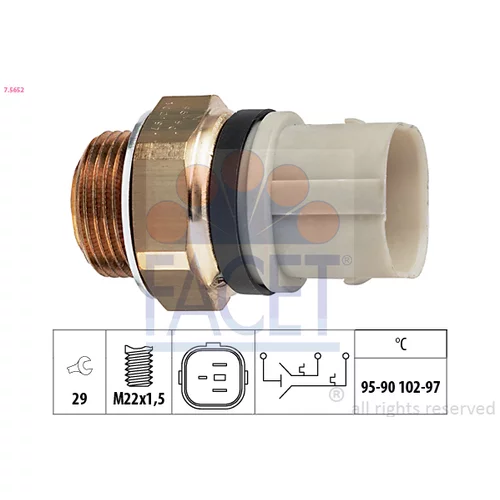 Teplotný spínač ventilátora chladenia FACET 7.5652