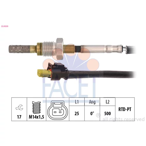 Snímač teploty výfukových plynov 22.0220 /FACET/