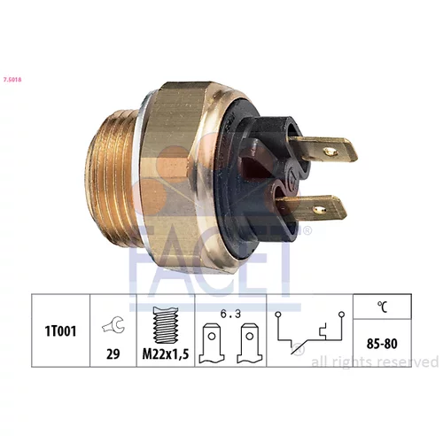 Teplotný spínač ventilátora chladenia FACET 7.5018