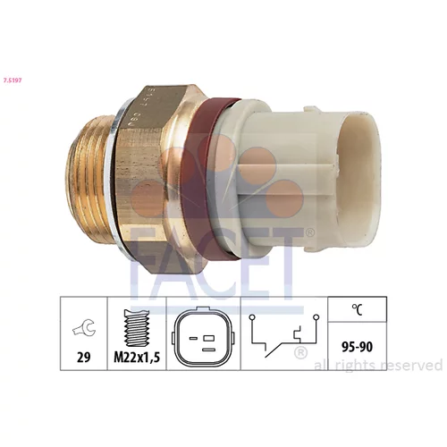 Teplotný spínač ventilátora chladenia FACET 7.5197