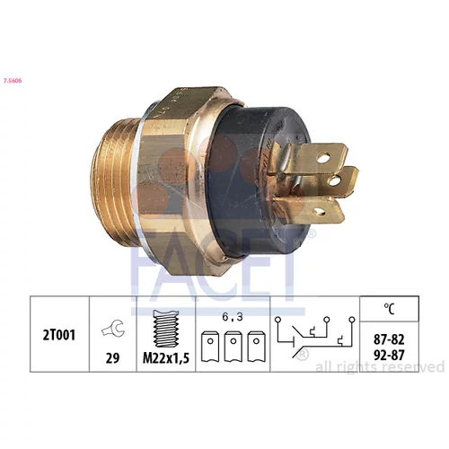 Teplotný spínač ventilátora chladenia FACET 7.5606