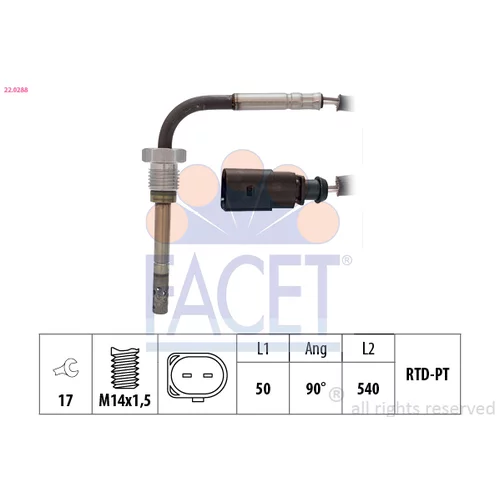 Snímač teploty výfukových plynov FACET 22.0288